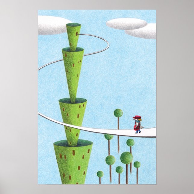 Poster Torre verde e um carteiro. (Frente)