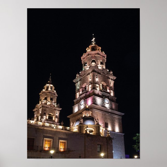 Poster torres da catedral de morelia à noite (Frente)