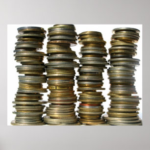 Pôster Torres de prata da moeda Dourado