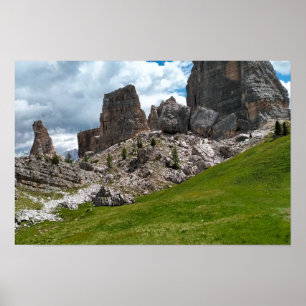 Poster Torres de rocha e prados alpinos Foto de montanh
