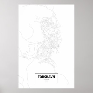 Pôster Tórshavn, Faroe Island (preto no branco)