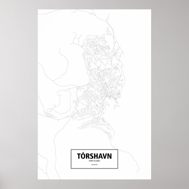 Pôster Tórshavn, Ilhas Faroé (preto no branco) (Frente)