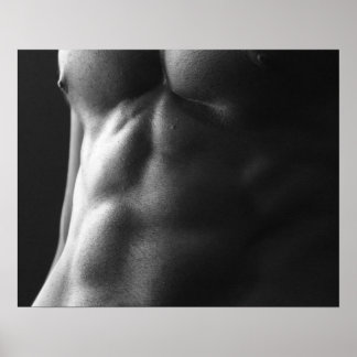 Poster Torso Masculino Musculoso Preto e Branco