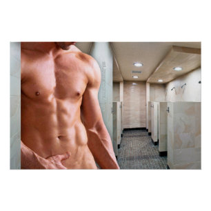 Pôster Torso masculino musculoso sem camisa do SlipperyJo