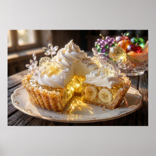 Poster Torta de Creme de Banana Cristal Brilhante