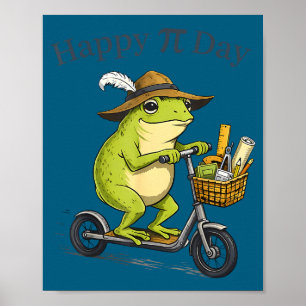 Poster Torta do dia feliz 3.14 scooter de rã professor de