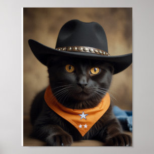 Poster Tortishell Cat Cowboy