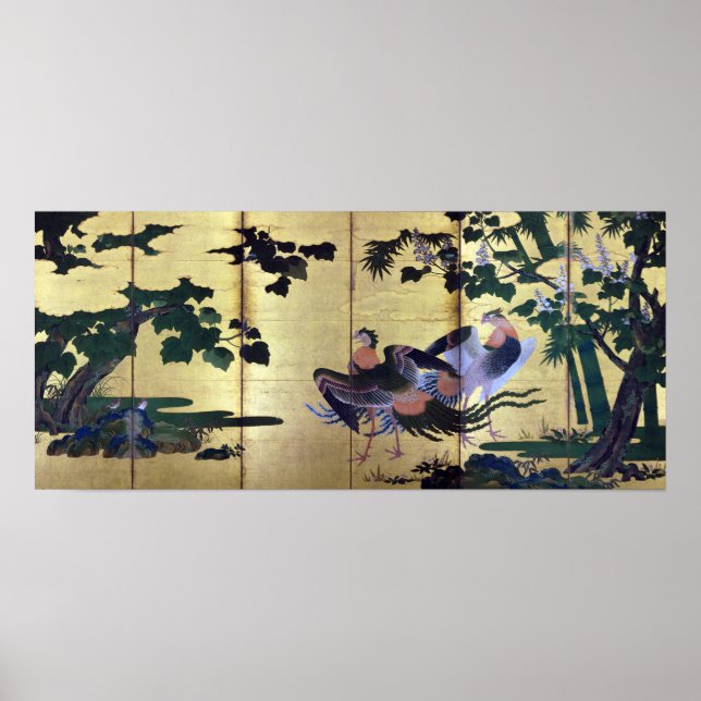 Poster Tosa Mitsuyoshi Peafowl e Phoenixes (Frente)