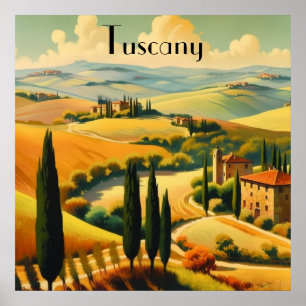 Poster Toscana Rural Antiga com Texto Personalizado