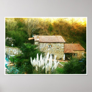 Pôster Toscânia. Italia. Cortona. Farmhouse. rústico
