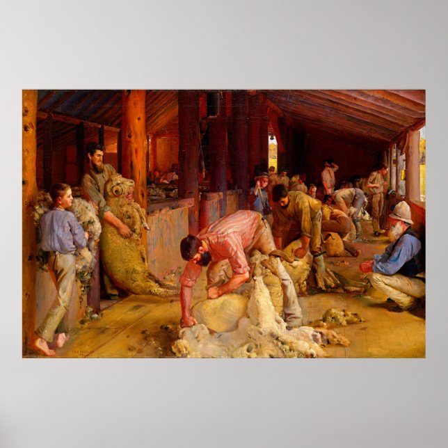 Poster Tosquia dos Carneiros Tom Roberts 1890 Arte Austra (Frente)