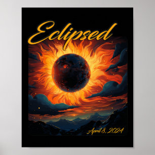 Poster Total 2024 Eclipse Solar Totalidade Sun Moon