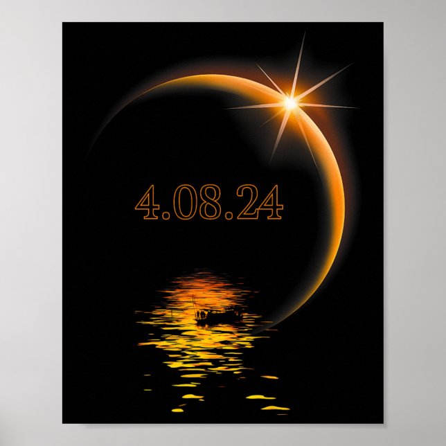 Poster Total América 04 08 24 Eclipse Solar Total 2024 (Frente)