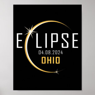 Poster Total de Eclipse Solar 2024 Ohio America Primavera