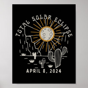 Poster Total de Eclipse Solar 2024 Totalmente Oeste dos E