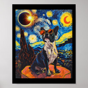 Poster Total de Eclipse Solar Boston Terrier Dog