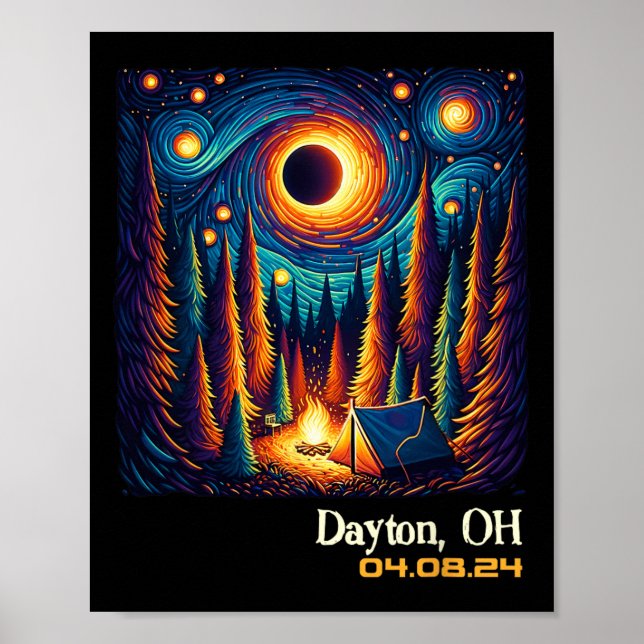 Poster Total de Eclipse Solar Dayton Ohio (Frente)