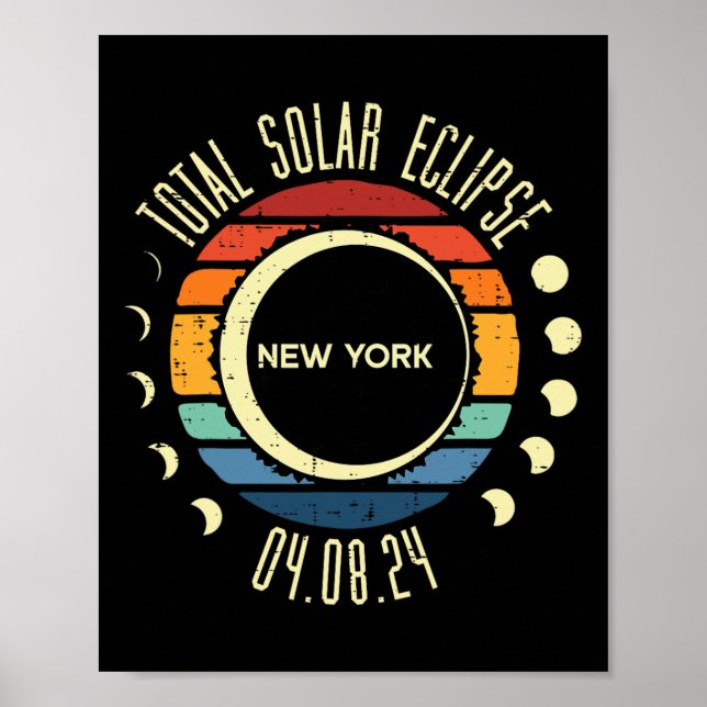 Poster Total de Eclipse Solar Nova Iorque Retro 04.08.24  (Frente)