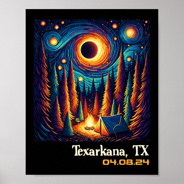 Poster Total de Eclipse Solar Texarkana Texas (Frente)