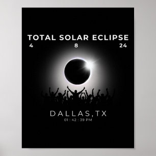 Poster Total de Eclipse Solar Totality Dallas Texas Wat 2