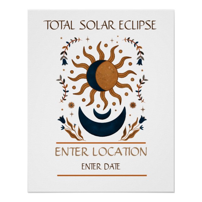 Pôster Total de Espanha de Eclipse Solar Personalizada 20 (Frente)