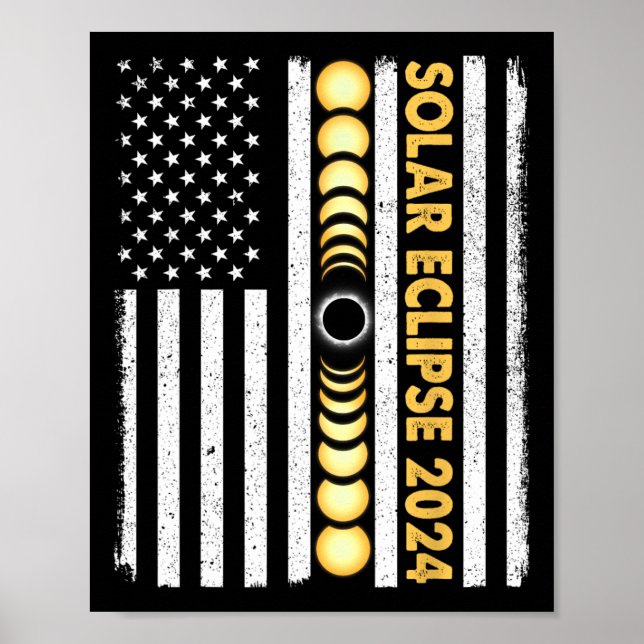 Poster Total do Eclipse Solar 2024 Totalidade Fases Améri (Frente)