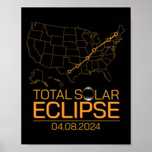 Poster Total do Eclipse Solar Abril 8 2024 Totalidade do