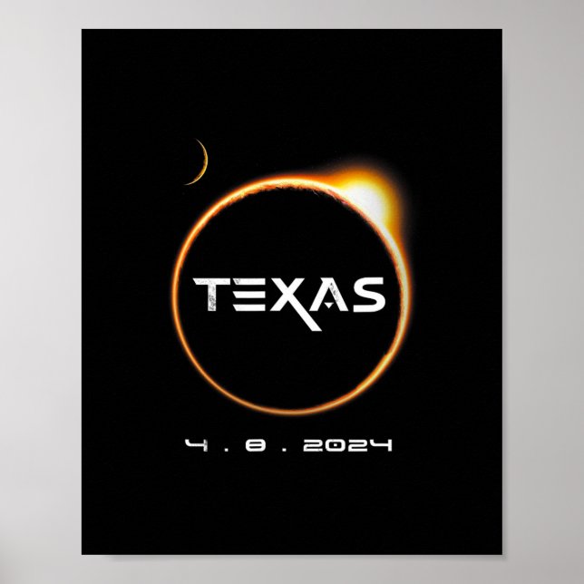 Poster Total do Texas 4.08.2024 Eclipse Solar Total 2024 (Frente)