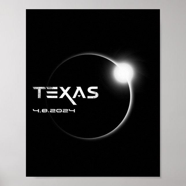 Poster Total do Texas 4.08.2024 Eclipse Solar Total 2024 (Frente)