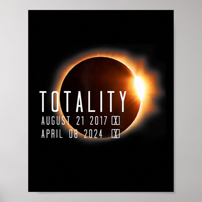 Poster Total Eclipse Solar 2024 2017 Totalidade Duas Veze (Frente)