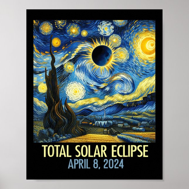 Poster Total Eclipse Solar 2024 Starry Night Totality Van (Frente)