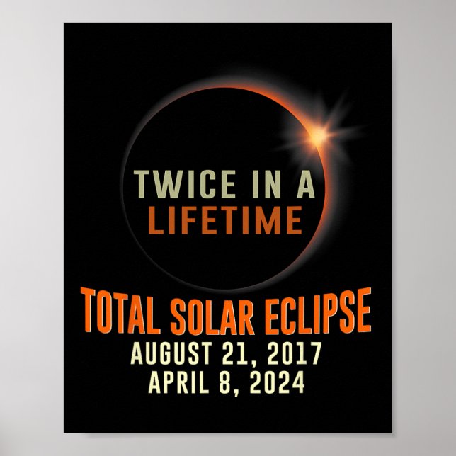 Poster Total Eclipse Solar 2024 Totalidade Duas Vezes Em  (Frente)