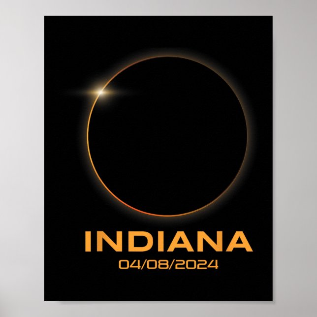 Poster Total Eclipse Solar 2024 Totality Indiana (Frente)