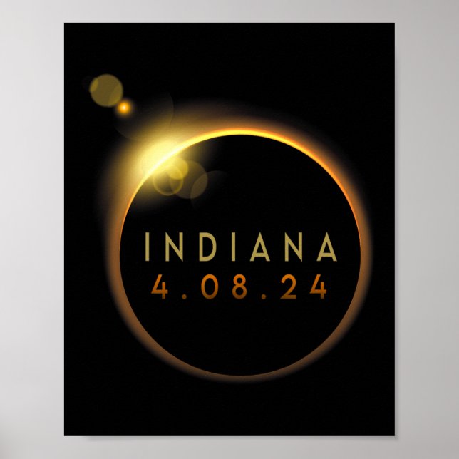 Poster Total Eclipse Solar 2024 Totality Indiana (Frente)