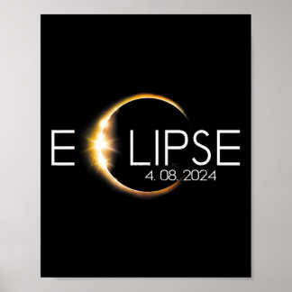 Poster Total Eclipse Solar Abril 8 2024 Totalidade