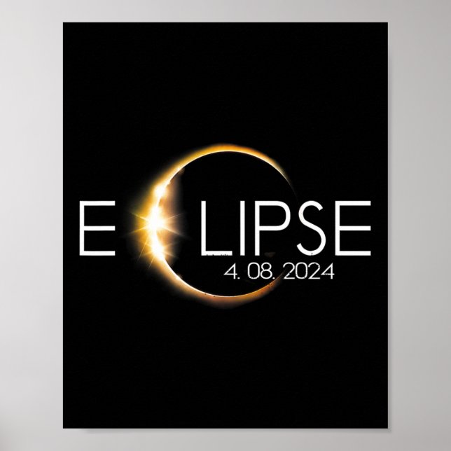 Poster Total Eclipse Solar Abril 8 2024 Totalidade (Frente)