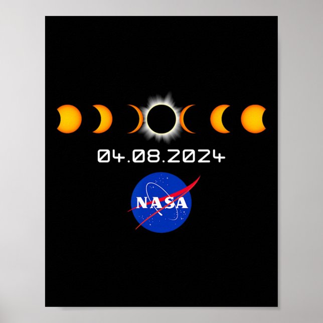 Poster Total Eclipse Solar S 2024 abril 8 Totalidade (Frente)