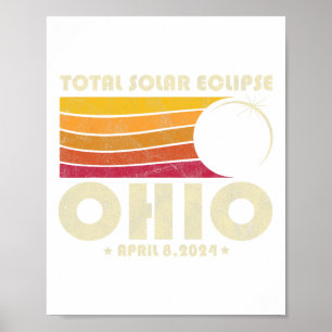 Poster Total Retro Eclipse Solar 2024 Ohio Usa Totalidade