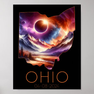 Poster Total Solar Eclipse 2024 State Ohio Totality April