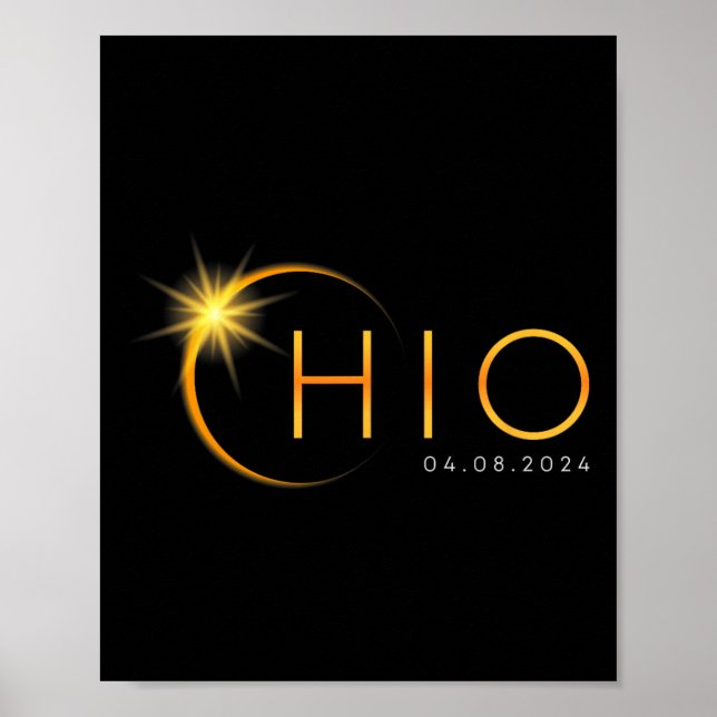 Poster Total Solar Eclipse 2024 State Ohio Totality April (Frente)