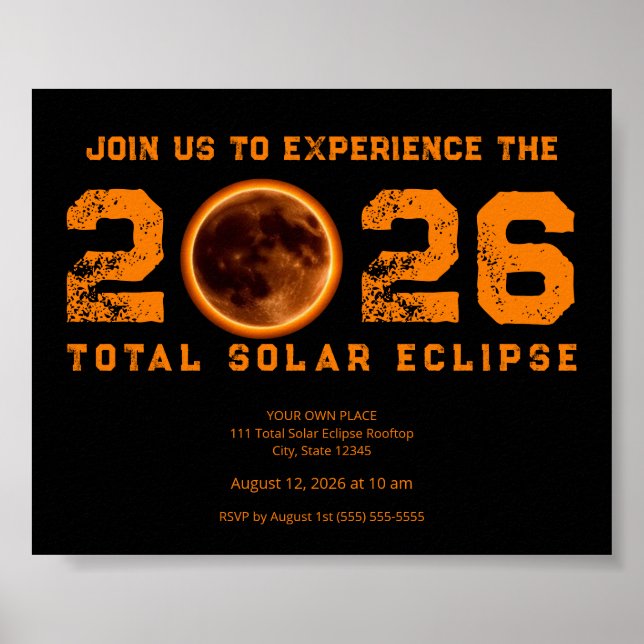 Poster Total Solar Eclipse 2026 Event (Frente)