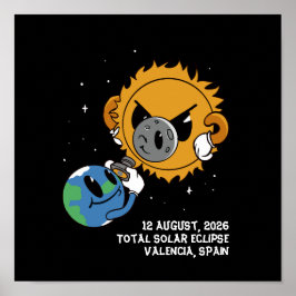 Poster Total Solar Eclipse 2026 Spain Photobomb