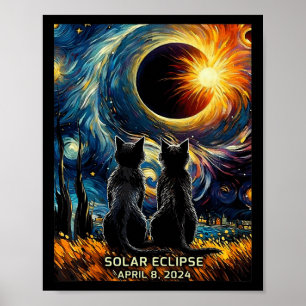 Poster Total Solar Eclipse 8 de abril de 2024 Van Gogh Ca