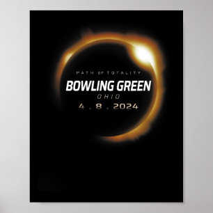 Poster Total Solar Eclipse Boliche Verde Ohio 8 de abril