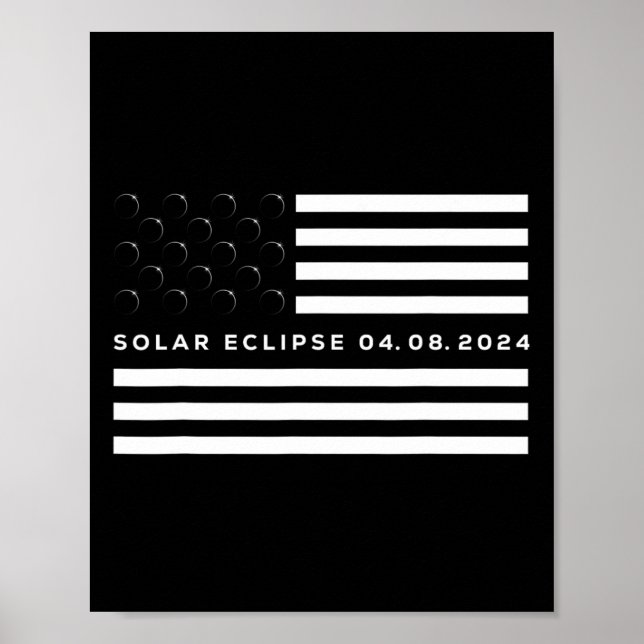 Poster Total Solar Eclipse US American Flag 04.08.2024 to (Frente)