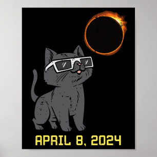 Poster Totalidade do Cat Solar Eclipse 2024 abril 8 Mulhe