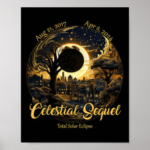 Poster Totalidade do Eclipse Celestial Total 2017