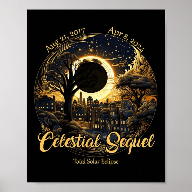 Poster Totalidade do Eclipse Celestial Total 2017 (Frente)