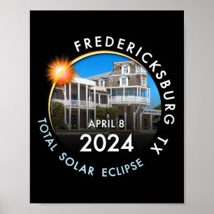 Poster Totalidade do Eclipse Solar Fredericksburg T 2024