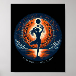 Poster Totalidade Eclipse Solar Total de 8 de Abril Mulhe